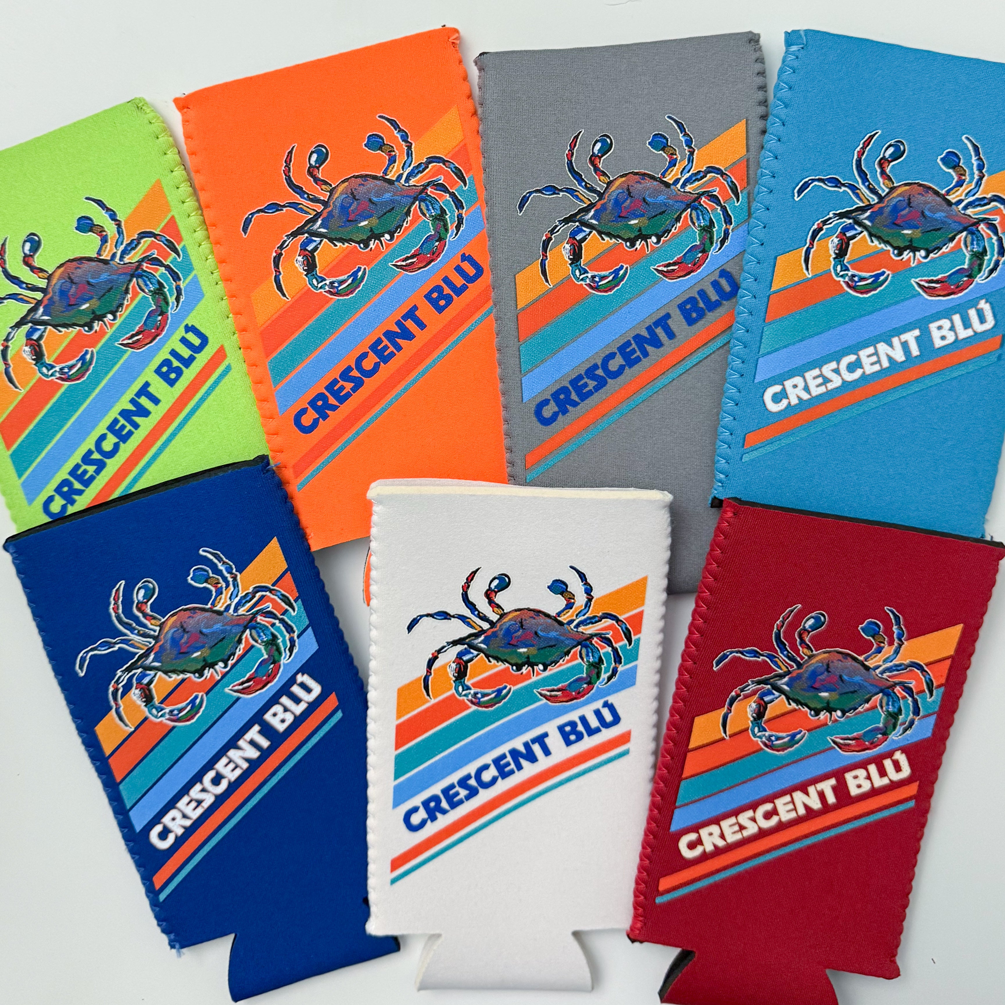Crescent Blu can kooler koozie