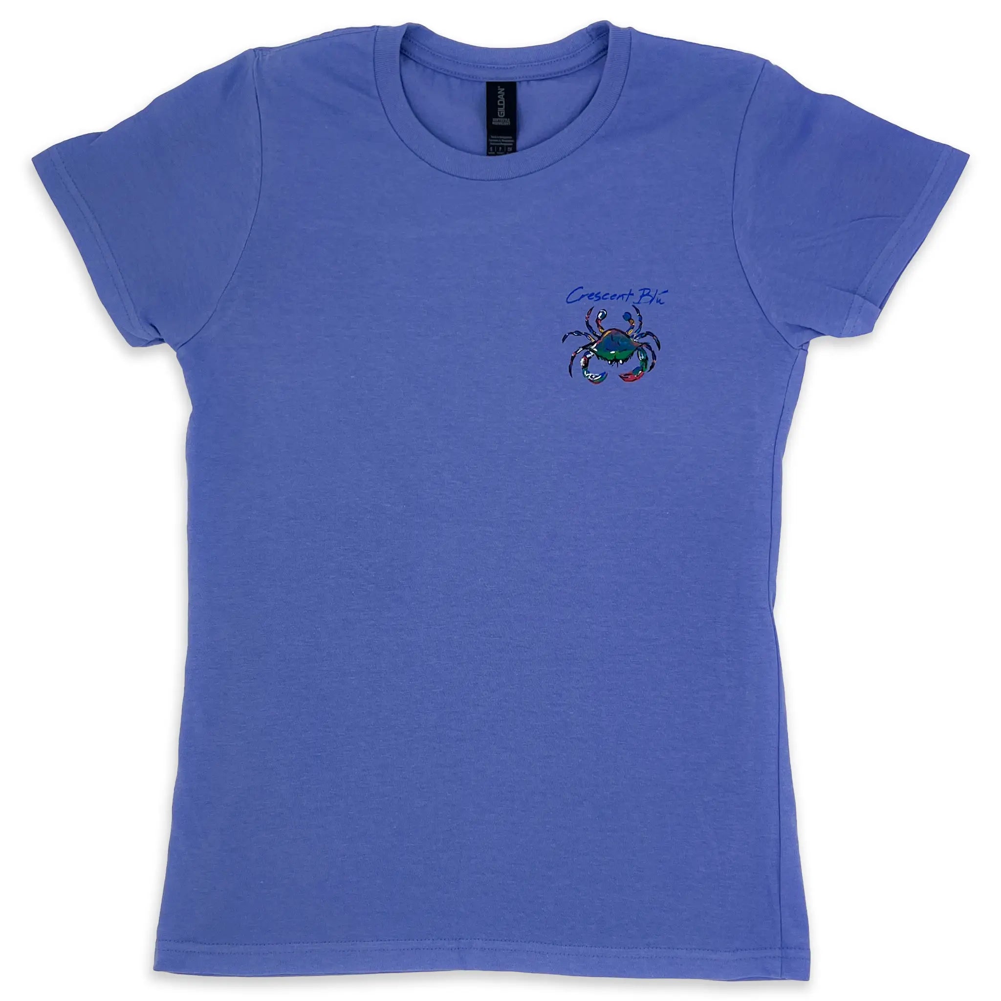 Signature Crab Women's Crew Neck T-Shirt | Violet Blue & White