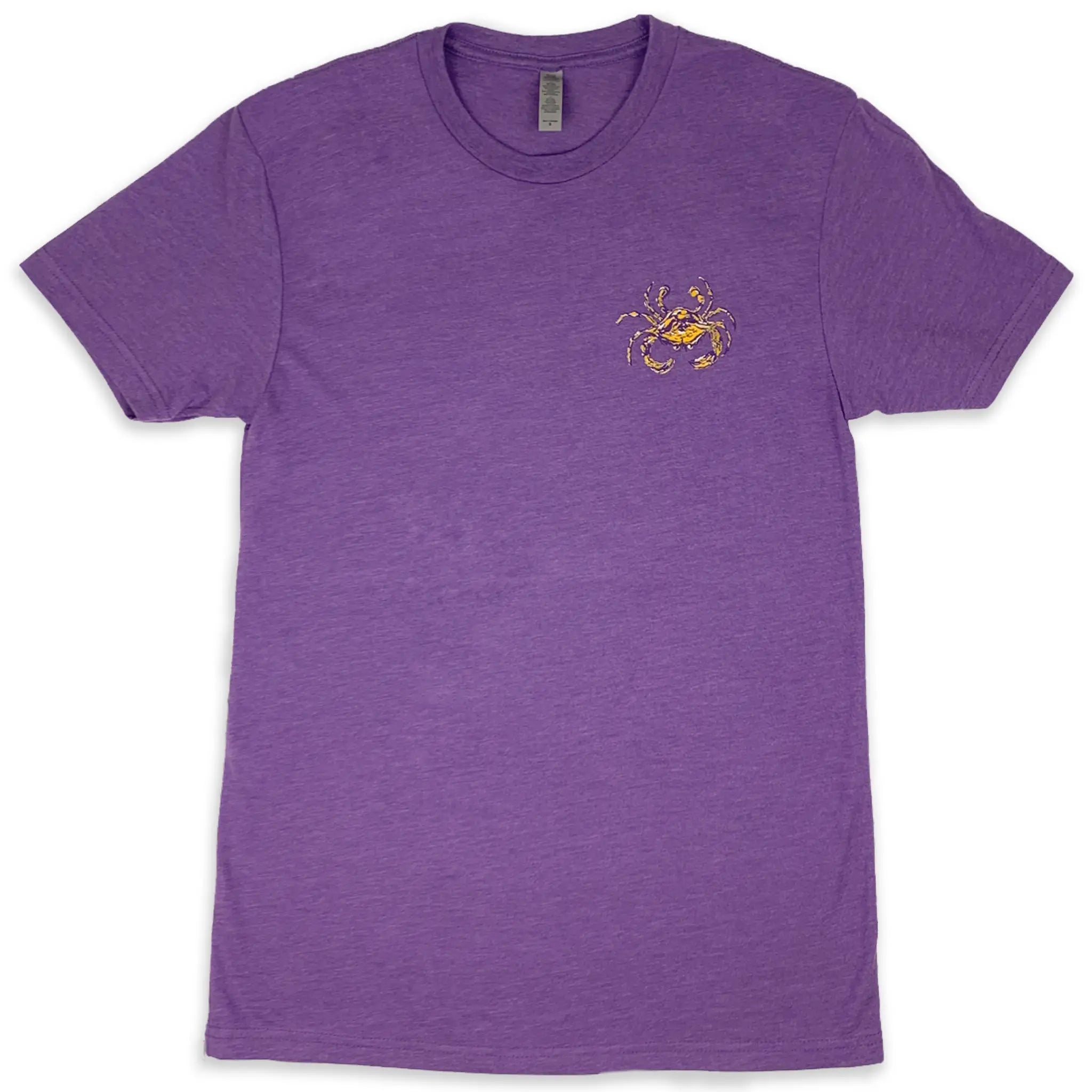 Adult Purple and Gold Crab short sleeve T-shirt Front view
