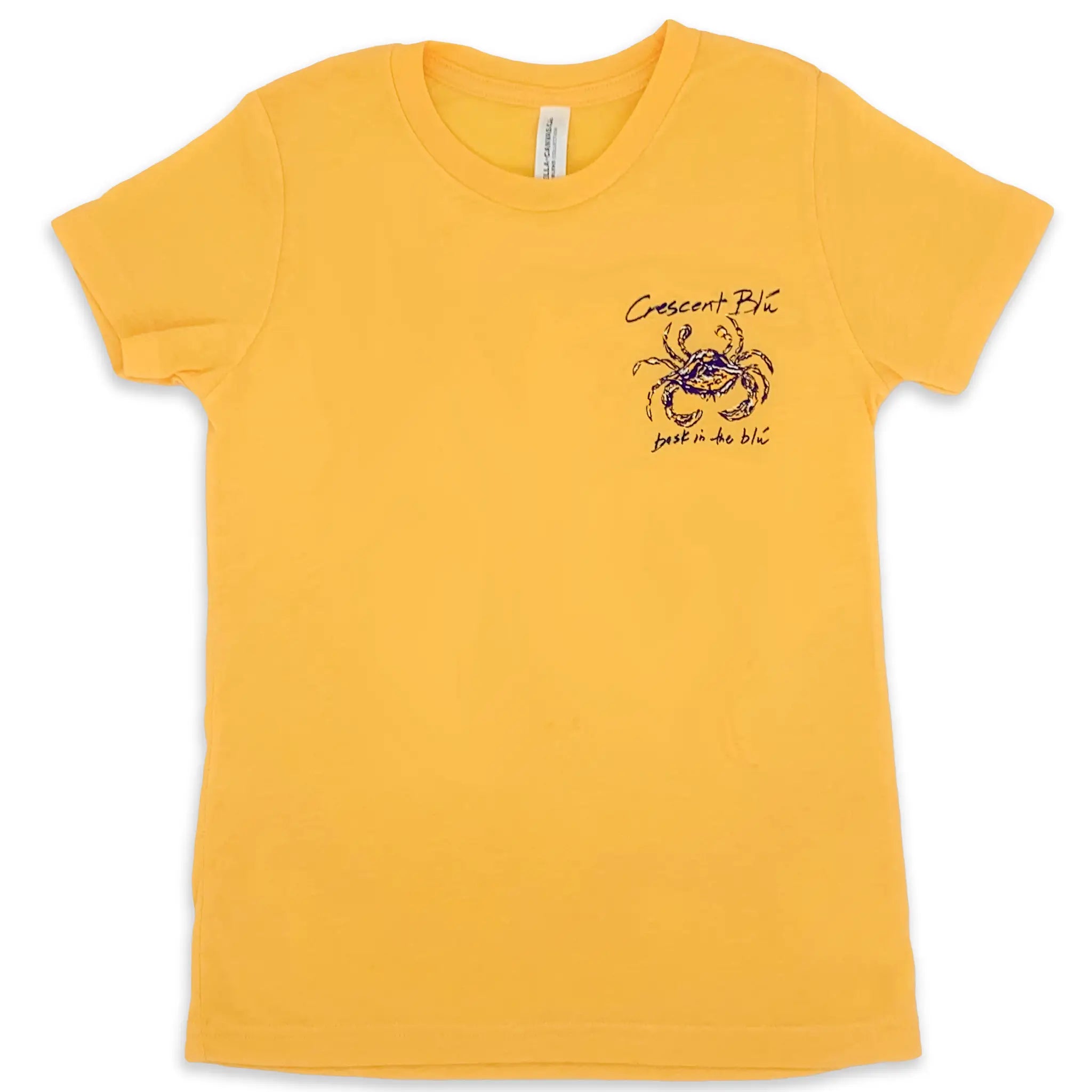 Front view of Heather Gold Yellow Purple and Gold Collection short sleeve tee