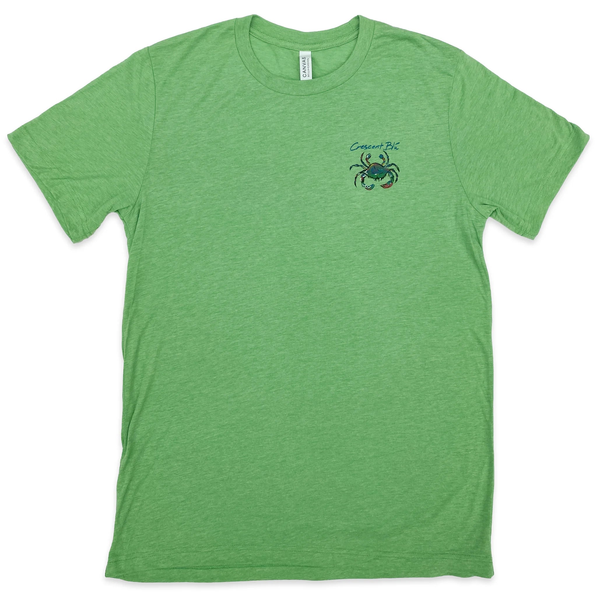 A short sleeve green Crescent Blu logo tee.