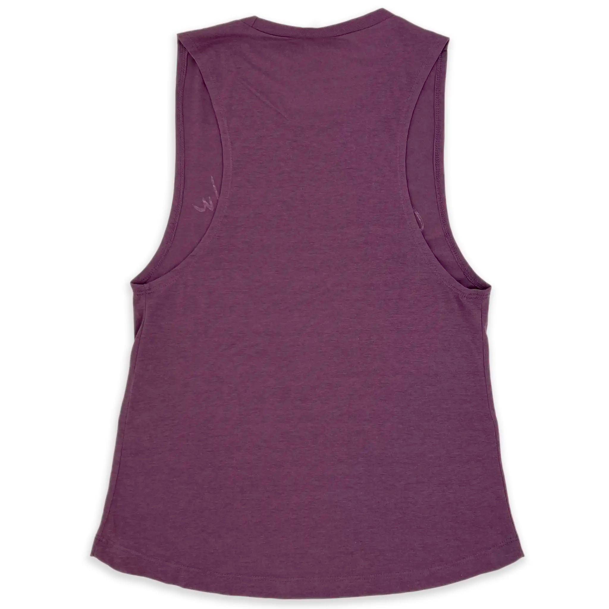 The back of a womens muscle tank top on shiraz