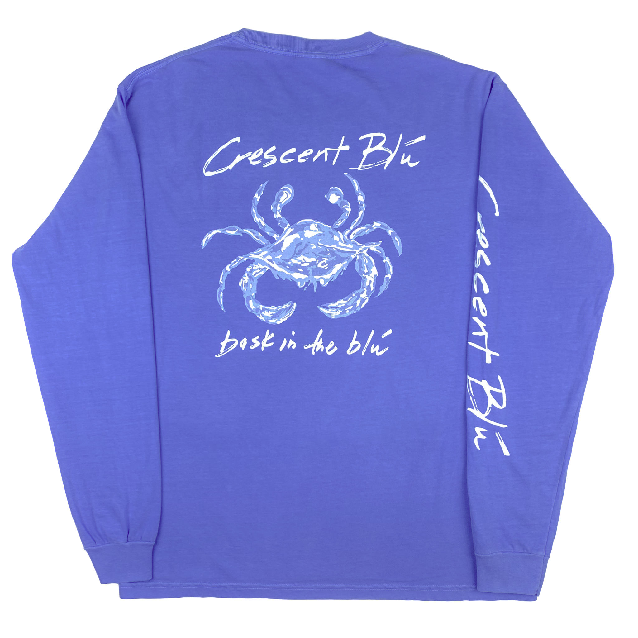 Distressed White Crab Adult Long Sleeve T-Shirt - Last Chance