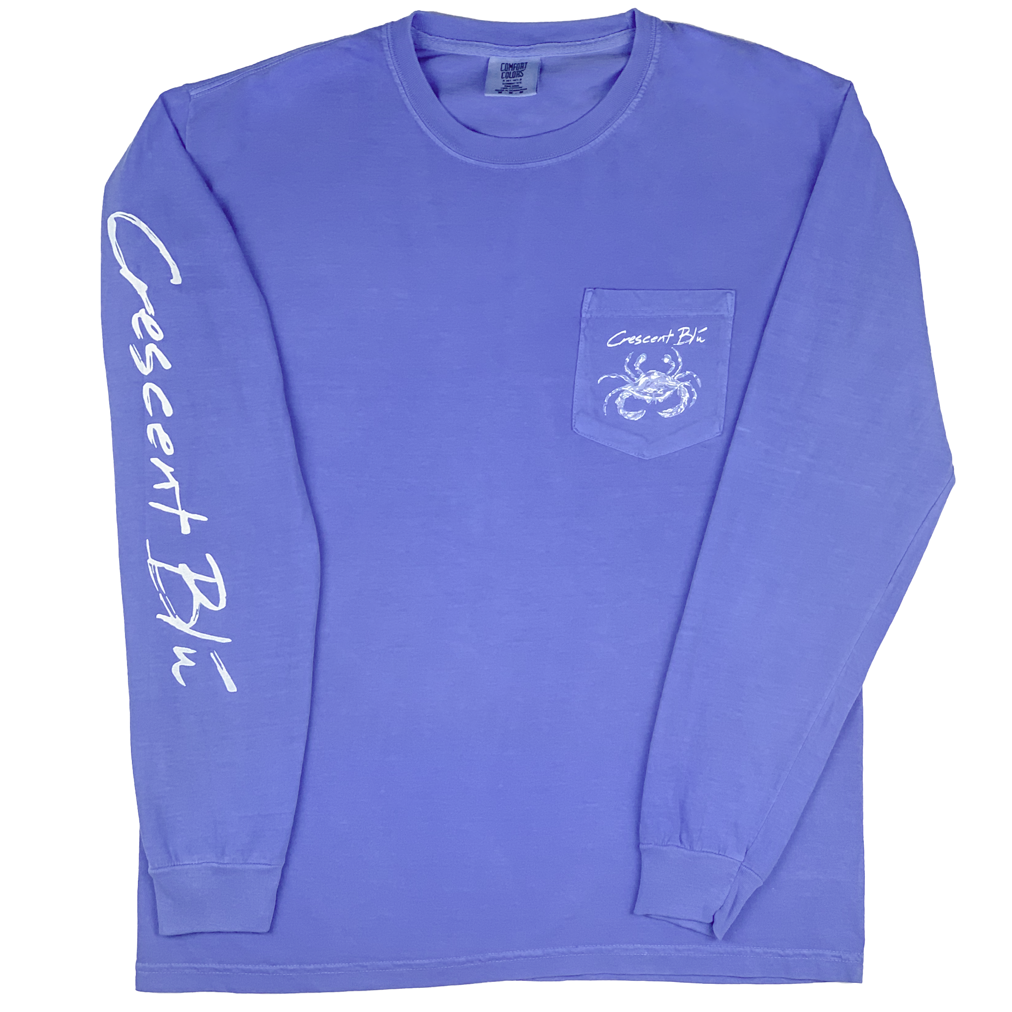 Distressed White Crab Adult Long Sleeve T-Shirt - Last Chance