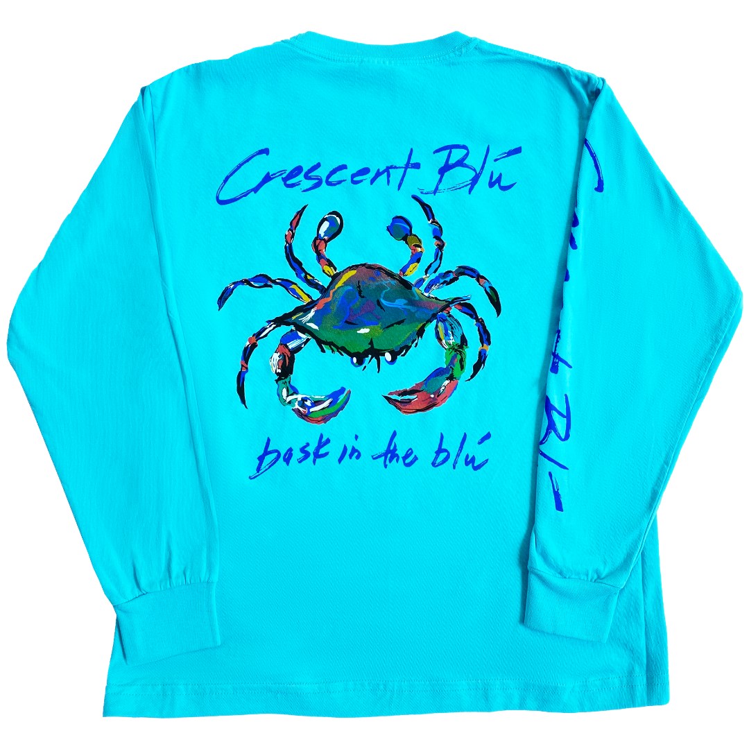 Signature Crab Youth Long Sleeve T-Shirt Youth L / Lagoon Blue