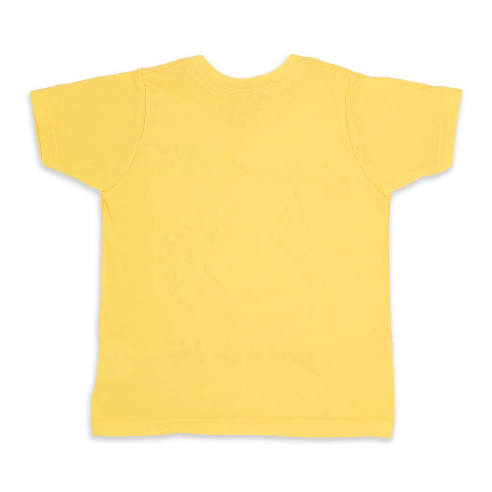 The back of a Butter Yellow toddler t-shirt with no graphic, plain cotton fabric.