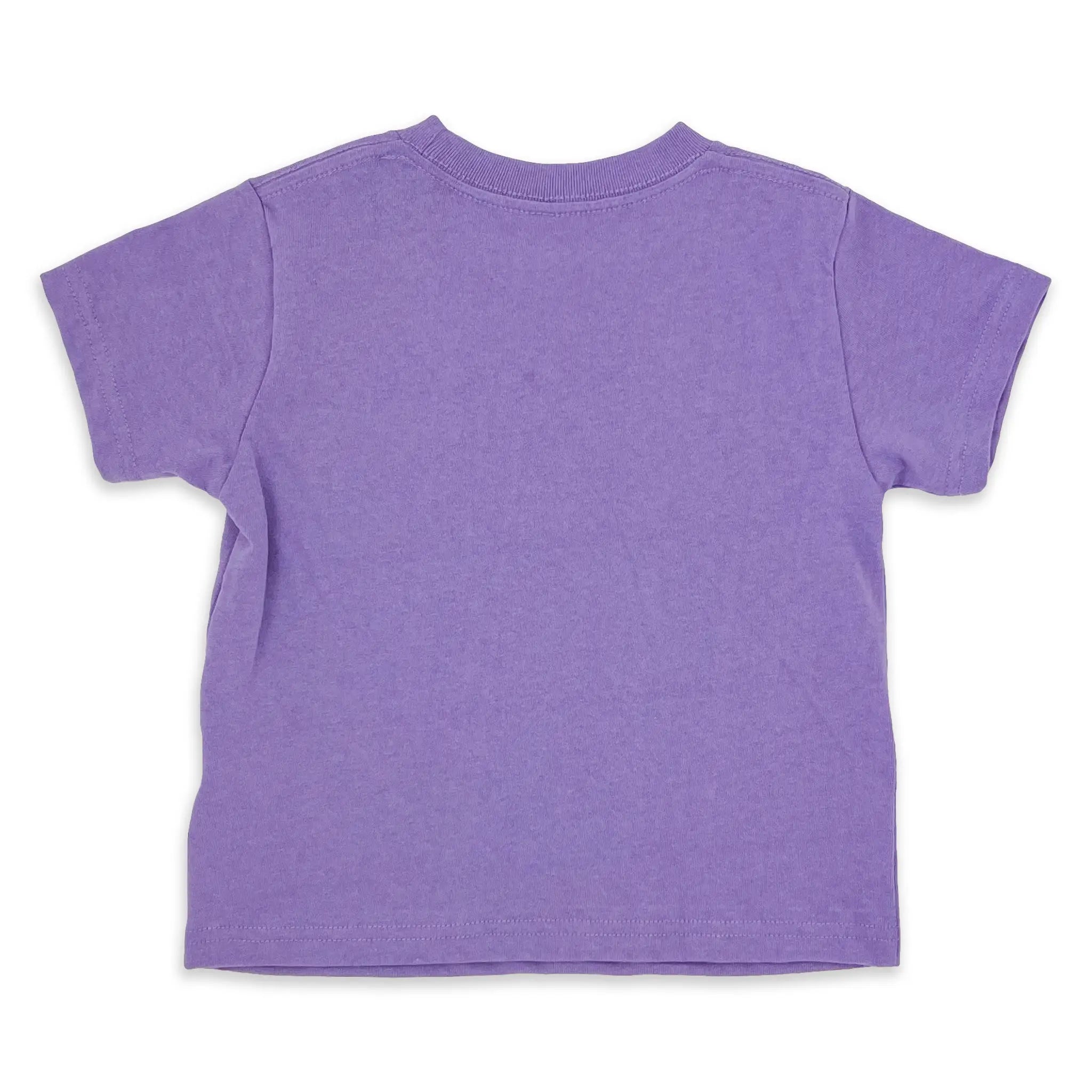 Back of a lavender toddler tee with no print, soft cotton jersey.