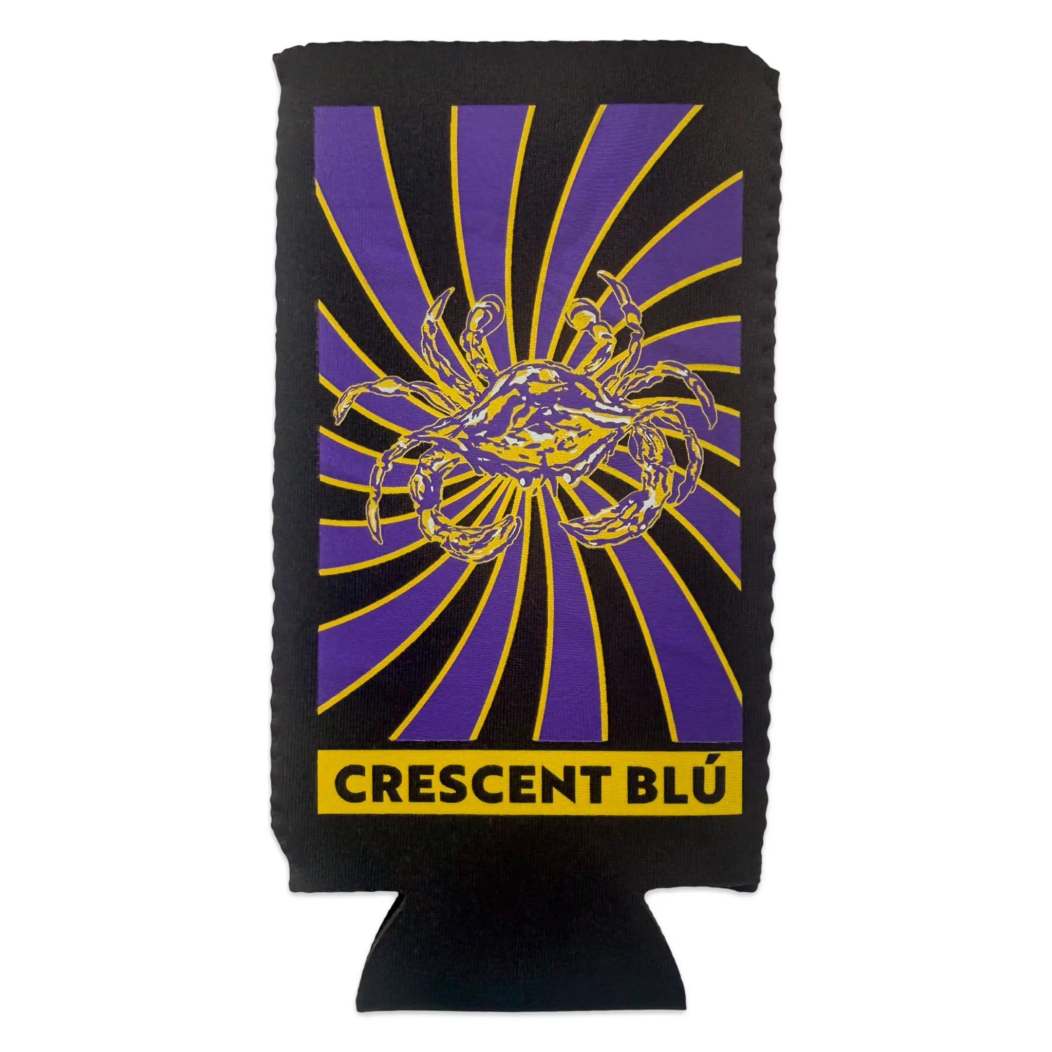 Purple & Gold Crab Sunburst Slim Can Cooler – Neoprene Drink Sleeve