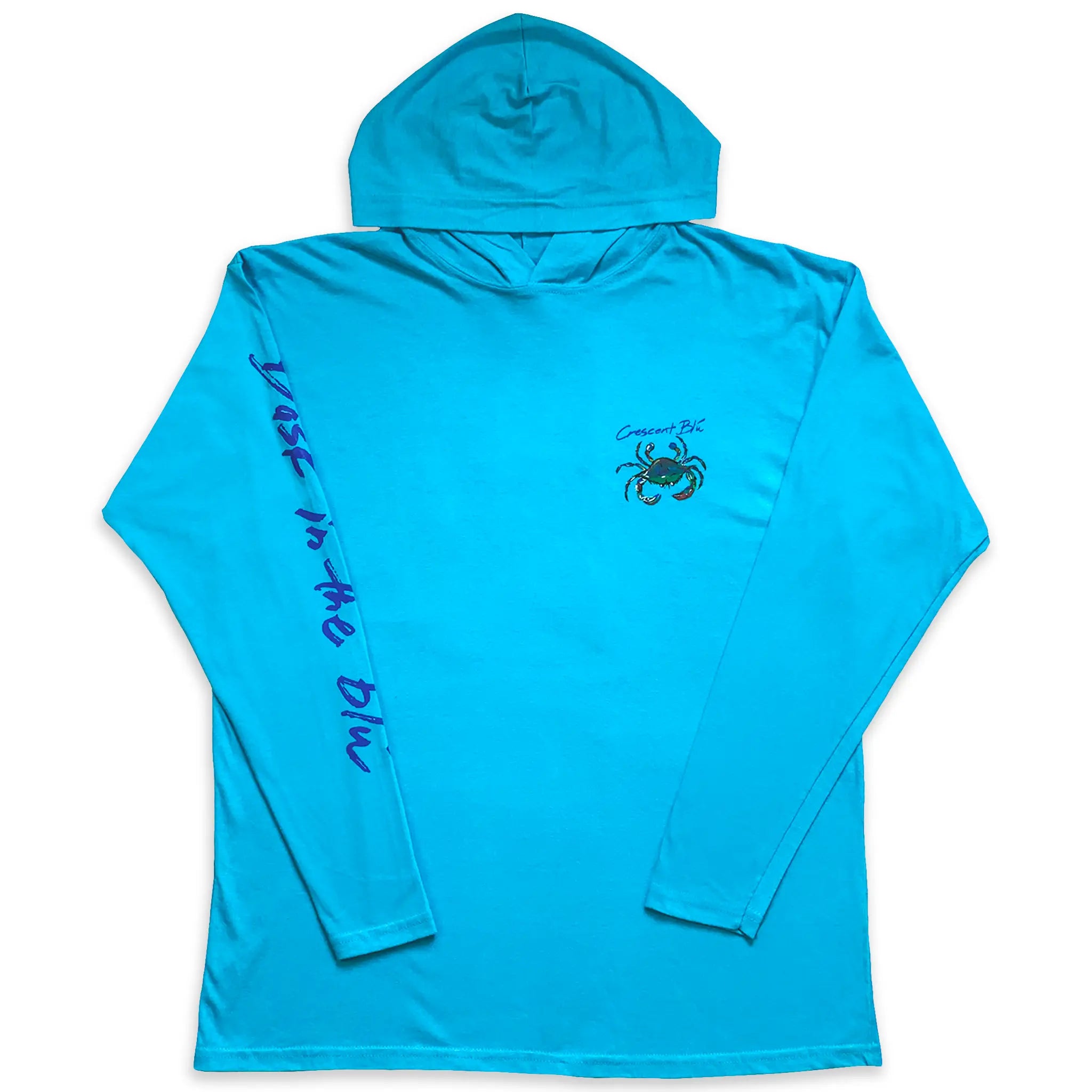 Long sleeve youth t-shirt with a hood.